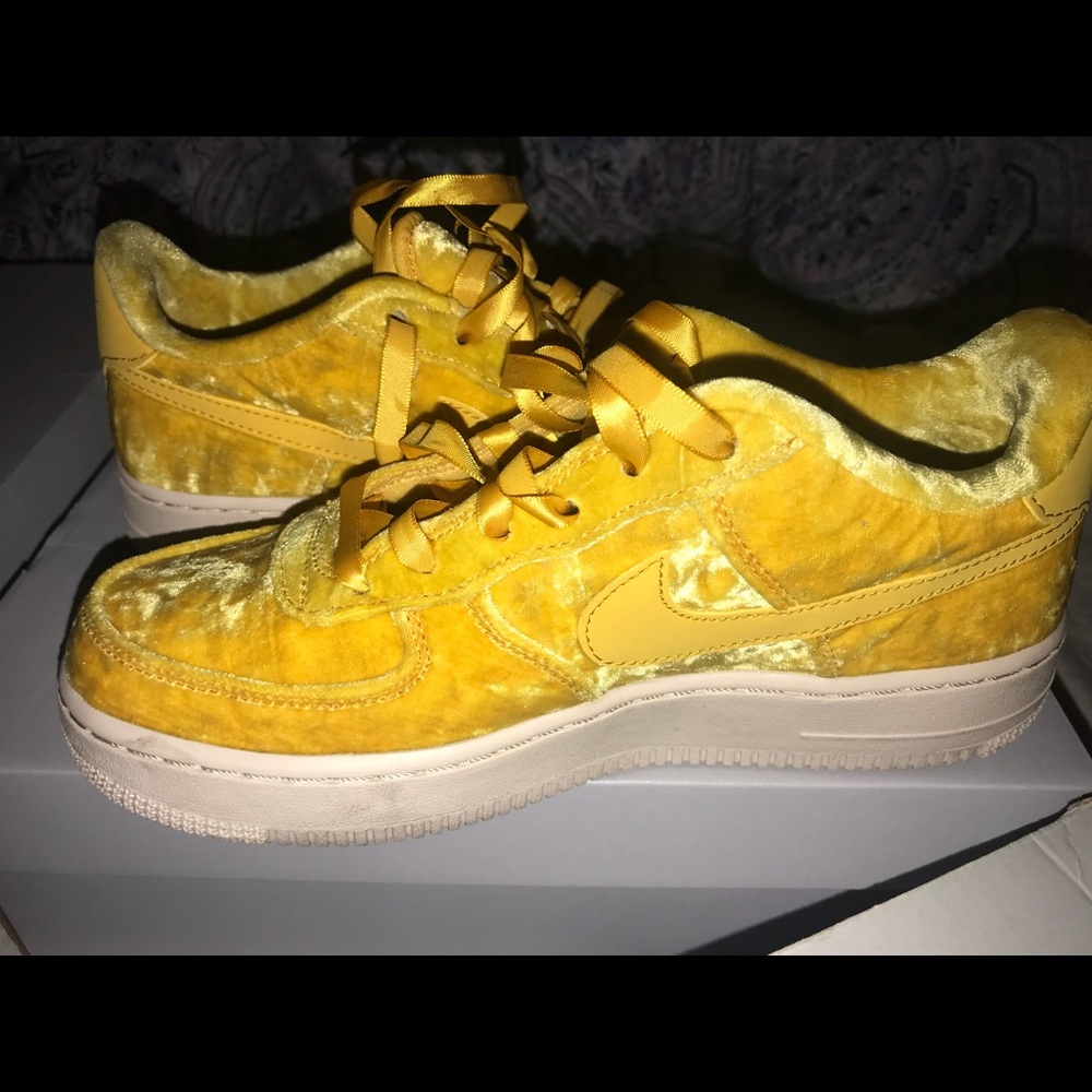 Nike Yellow Velvet Airforce 1’s